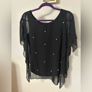 Roz and Ali Black overlay with pearl accents  Size Small NWT